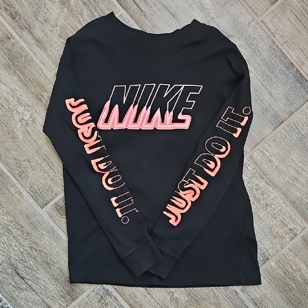 Nike Black and Pink Long Sleeve Tee